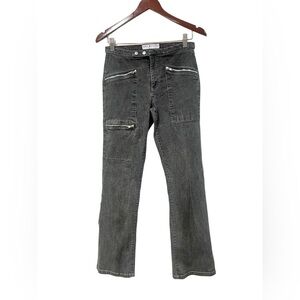 Vintage 90s Y2K Tommy Hilfiger Black Denim Jeans Zipper Pockets Size 6 Straight